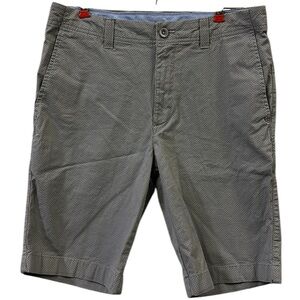 Rowm Gray Geometric Black Print Cotton Stretch Flat Front Shorts Mens 32